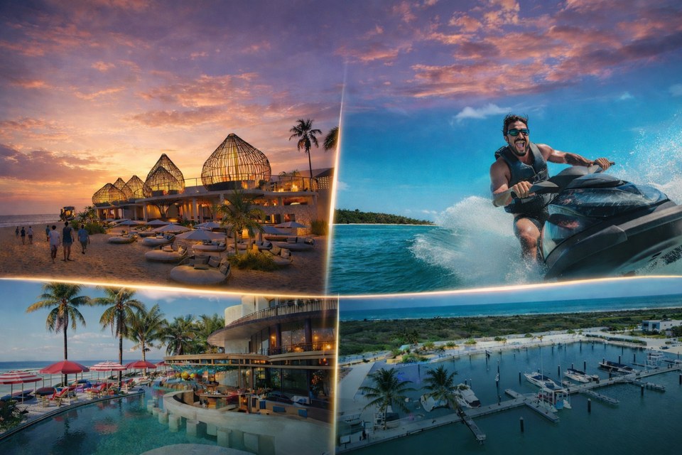 Club de playa, moto acuática, alberca y marina en la costa de Yucatán